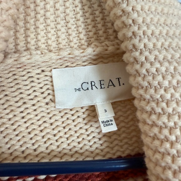 THE GREAT. The Landscape Lodge Striped Crochet-Knit Cardigan - Picture 6 of 6